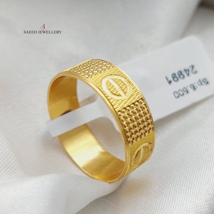 21K Engraved Wedding Ring Made of 21K Yellow Gold by Saeed Jewelry-24985