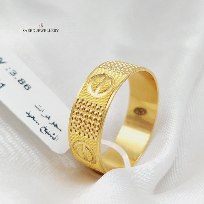 21K Engraved Wedding Ring Made of 21K Yellow Gold by Saeed Jewelry-24985