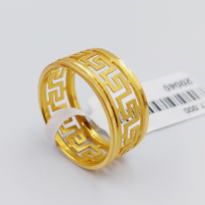 21K Engraved Wedding Ring Made of 21K Yellow Gold by Saeed Jewelry-ذبلة-فرزاتشي-مشبك