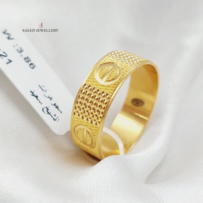 21K Engraved Wedding Ring Made of 21K Yellow Gold by Saeed Jewelry-24985