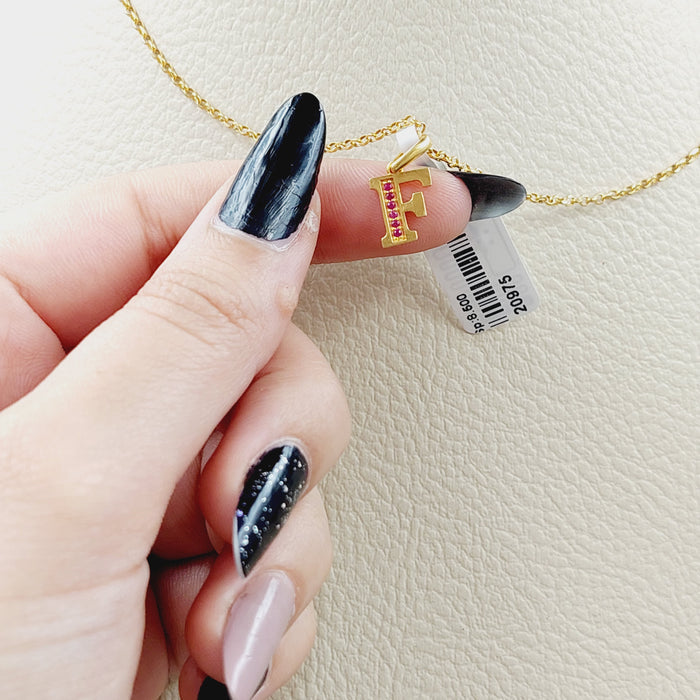 21K F Letter Pendant Made of 21K Yellow Gold by Saeed Jewelry-20975