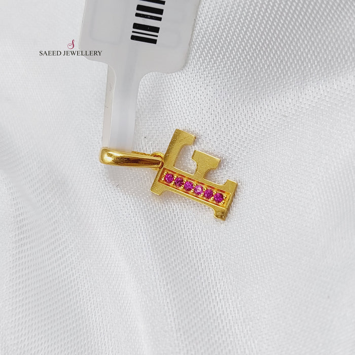 21K F Letter Pendant Made of 21K Yellow Gold by Saeed Jewelry-20975