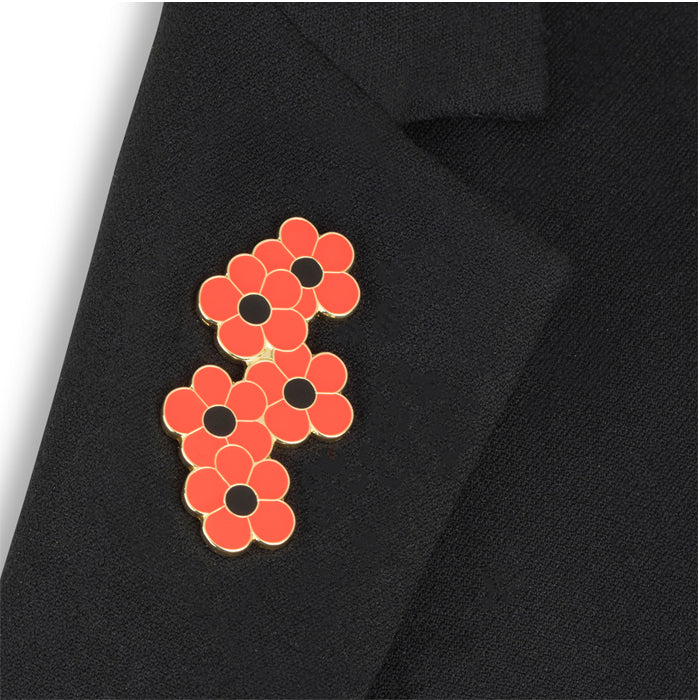 Falling Poppies Five Petal Pin