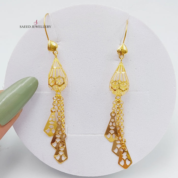 21K Fancy Earrings Made of 21K Yellow Gold by Saeed Jewelry-26764