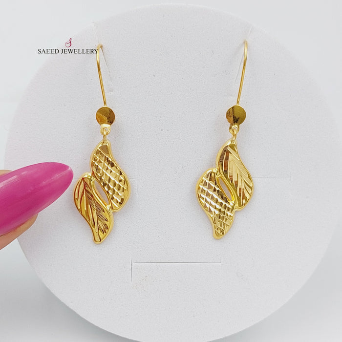 21K Fancy Earrings Made of 21K Yellow Gold by Saeed Jewelry-26306