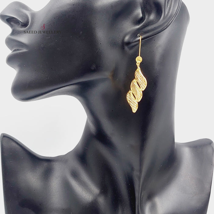 21K Fancy Earrings Made of 21K Yellow Gold by Saeed Jewelry-26309