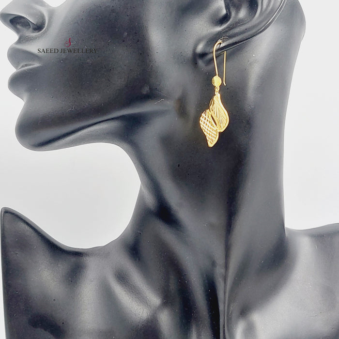 21K Fancy Earrings Made of 21K Yellow Gold by Saeed Jewelry-26307