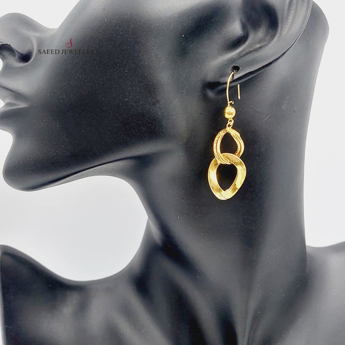 21K Fancy Earrings Made of 21K Yellow Gold by Saeed Jewelry-26763