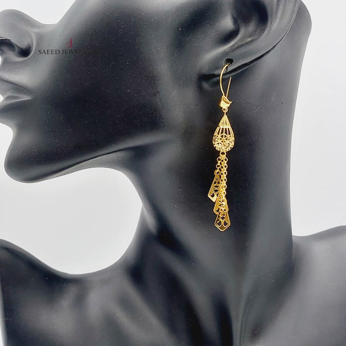 21K Fancy Earrings Made of 21K Yellow Gold by Saeed Jewelry-26764