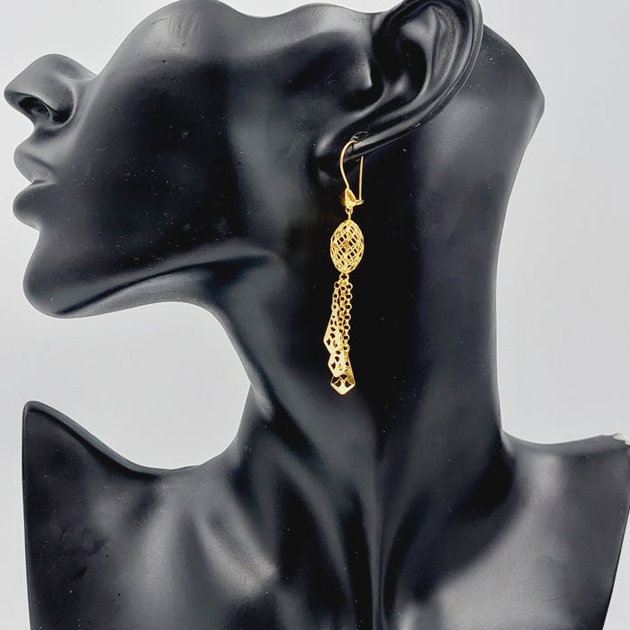 21K Fancy Earrings Made of 21K Yellow Gold by Saeed Jewelry-26473