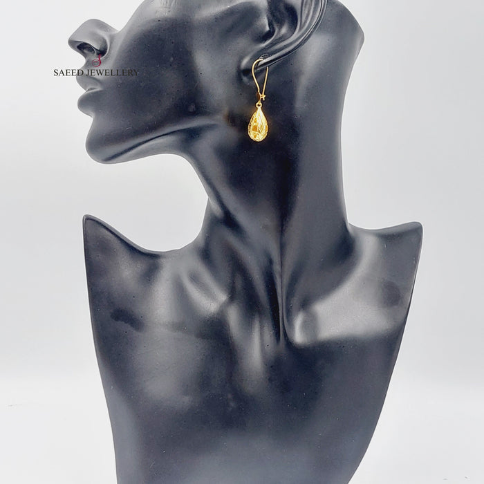 21K Fancy Earrings Made of 21K Yellow Gold by Saeed Jewelry-26305
