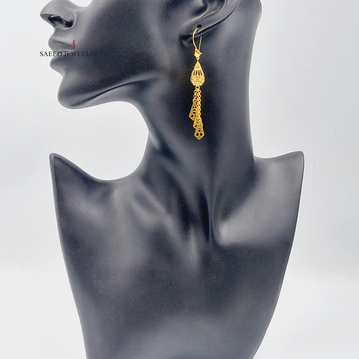 21K Fancy Earrings Made of 21K Yellow Gold by Saeed Jewelry-26764
