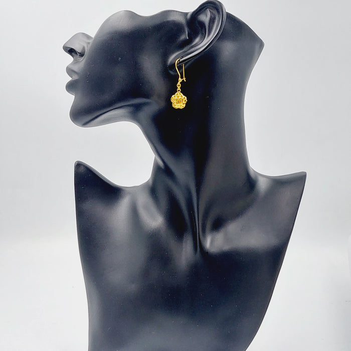 21K Fancy Earrings Made of 21K Yellow Gold by Saeed Jewelry-25592
