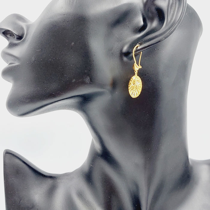 21K Fancy Earrings Made of 21K Yellow Gold by Saeed Jewelry-26479