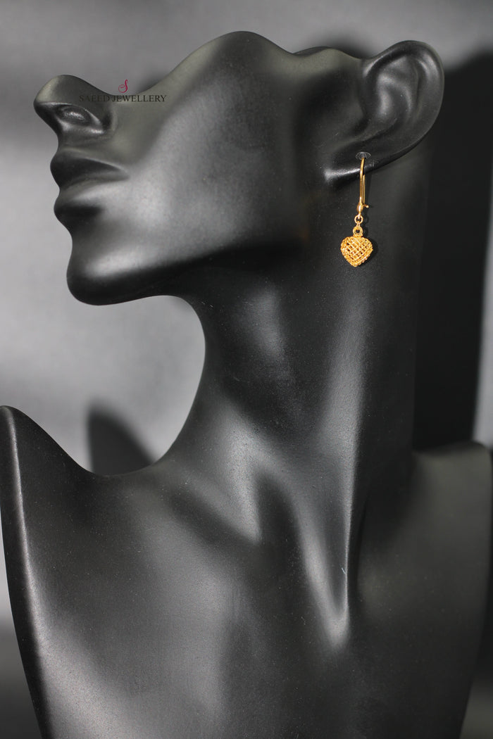 21K Fancy Earrings Made of 21K Yellow Gold by Saeed Jewelry-حلق-اكسترا-مستورد