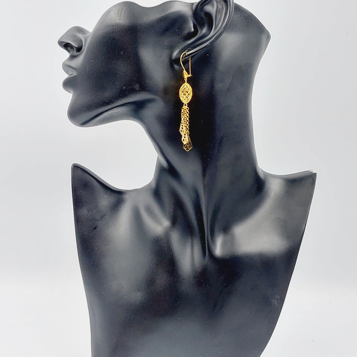 21K Fancy Earrings Made of 21K Yellow Gold by Saeed Jewelry-26473