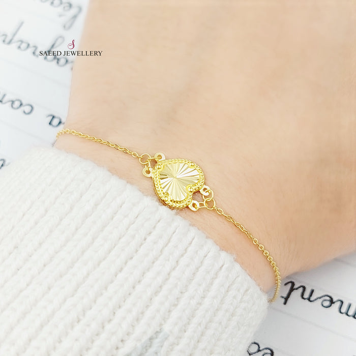 18K Fancy Heart Bracelet Made of 18K Yellow Gold by Saeed Jewelry-25755