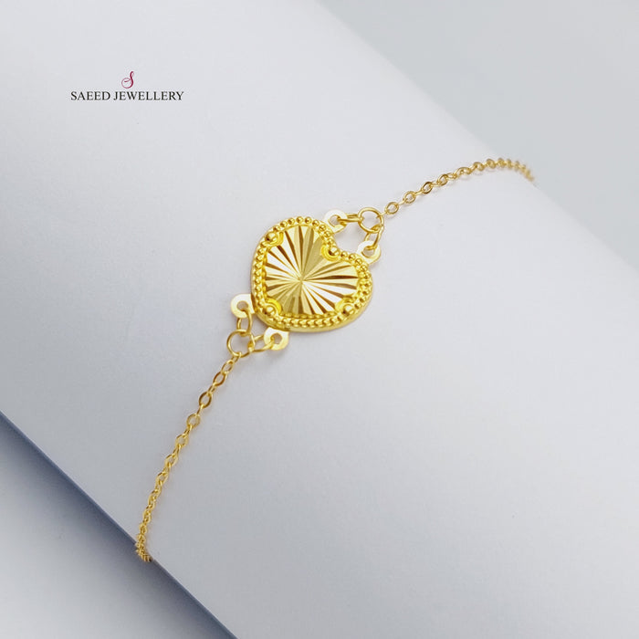 18K Fancy Heart Bracelet Made of 18K Yellow Gold by Saeed Jewelry-25755