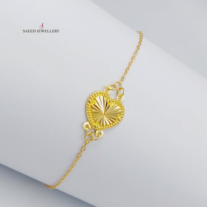 18K Fancy Heart Bracelet Made of 18K Yellow Gold by Saeed Jewelry-25755