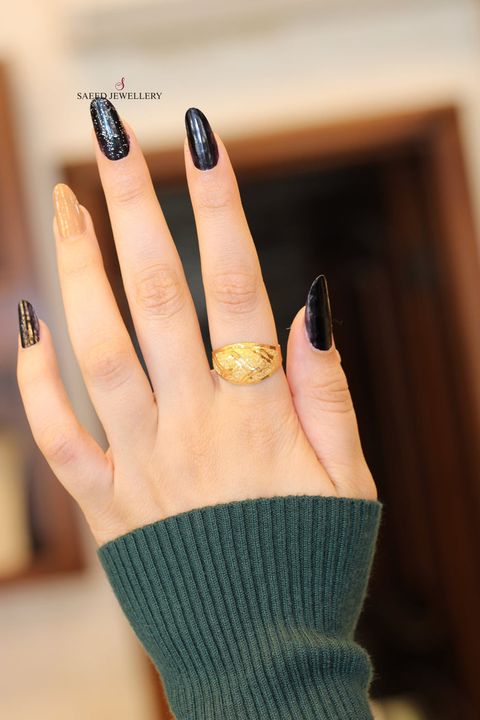 21K Fancy Ring Made of 21K Yellow Gold by Saeed Jewelry-خاتم-اكسترا-73
