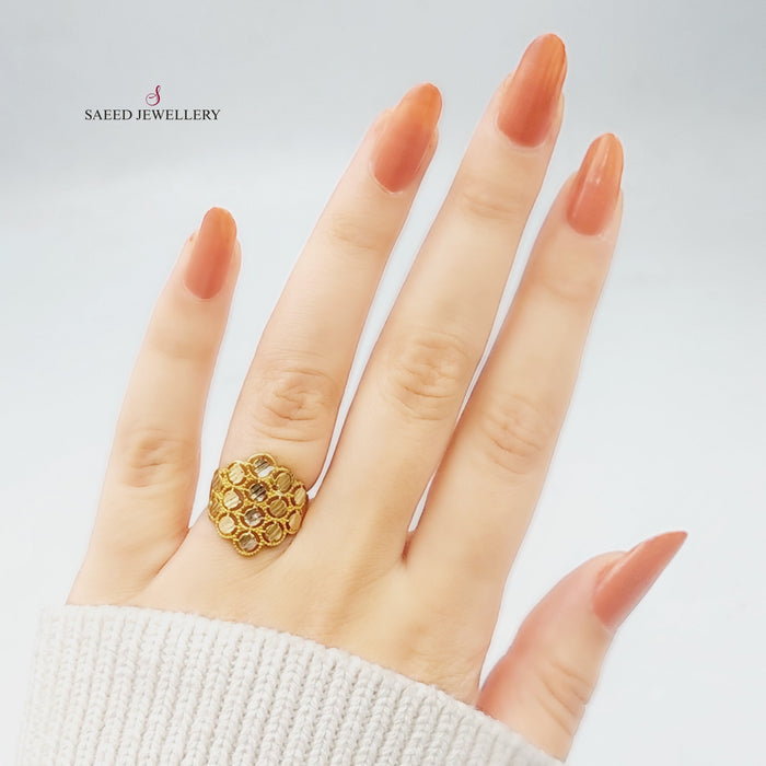 21K Fancy Ring Made of 21K Yellow Gold by Saeed Jewelry-25750