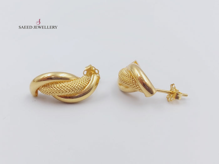 18K Fancy screw Earrings Made of 18K Yellow Gold by Saeed Jewelry-حلق-برغي-اكسترا