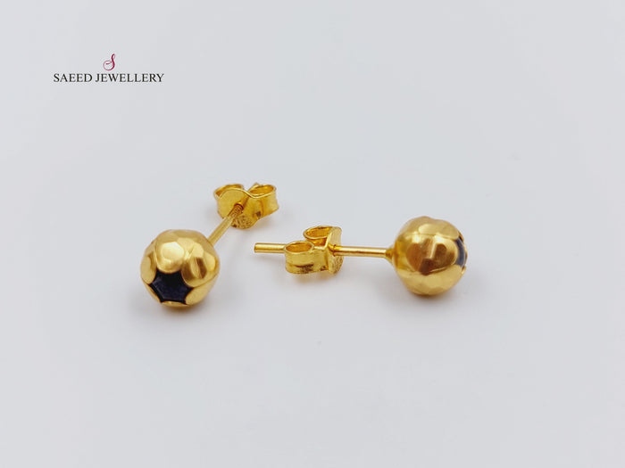 21K Fancy screw Earrings Made of 21K Yellow Gold by Saeed Jewelry-حلق-برغي-اكسترا-3