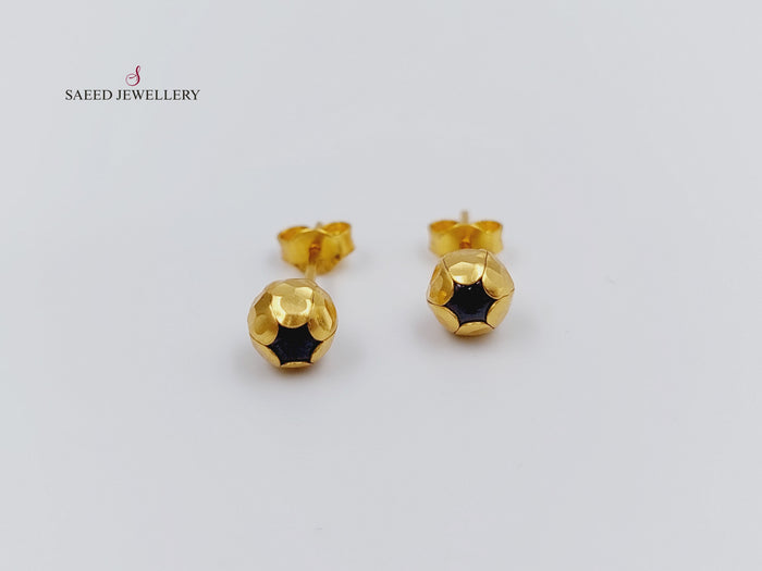 21K Fancy screw Earrings Made of 21K Yellow Gold by Saeed Jewelry-حلق-برغي-اكسترا-3