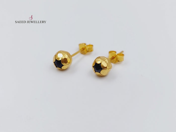 21K Fancy screw Earrings Made of 21K Yellow Gold by Saeed Jewelry-حلق-برغي-اكسترا-3