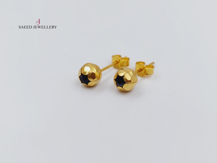21K Fancy screw Earrings Made of 21K Yellow Gold by Saeed Jewelry-حلق-برغي-اكسترا-3