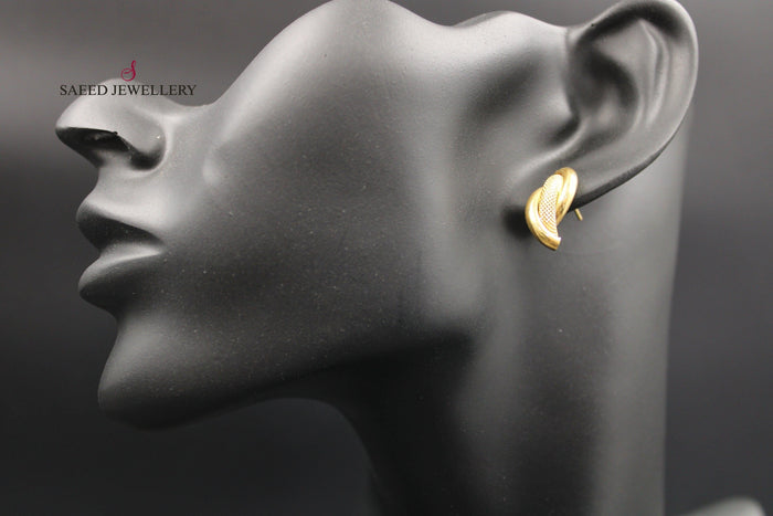 18K Fancy screw Earrings Made of 18K Yellow Gold by Saeed Jewelry-حلق-برغي-اكسترا