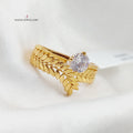 21K Fancy Twins Wedding Ring Made of 21K Yellow Gold by Saeed Jewelry-25086