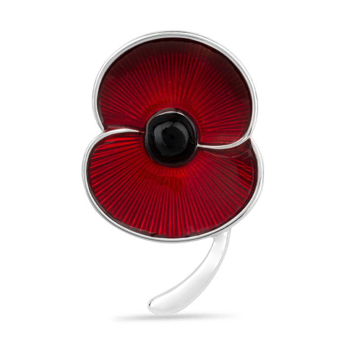 Flanders Field Poppy with Stem Brooch