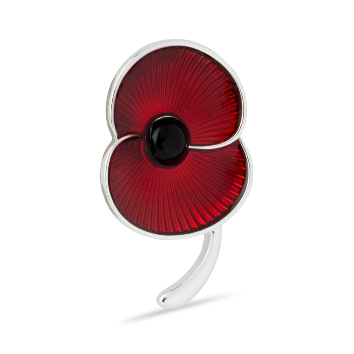 Flanders Field Poppy with Stem Brooch