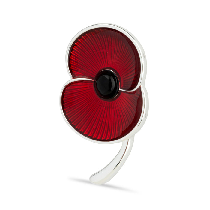 Flanders Field Poppy with Stem Brooch