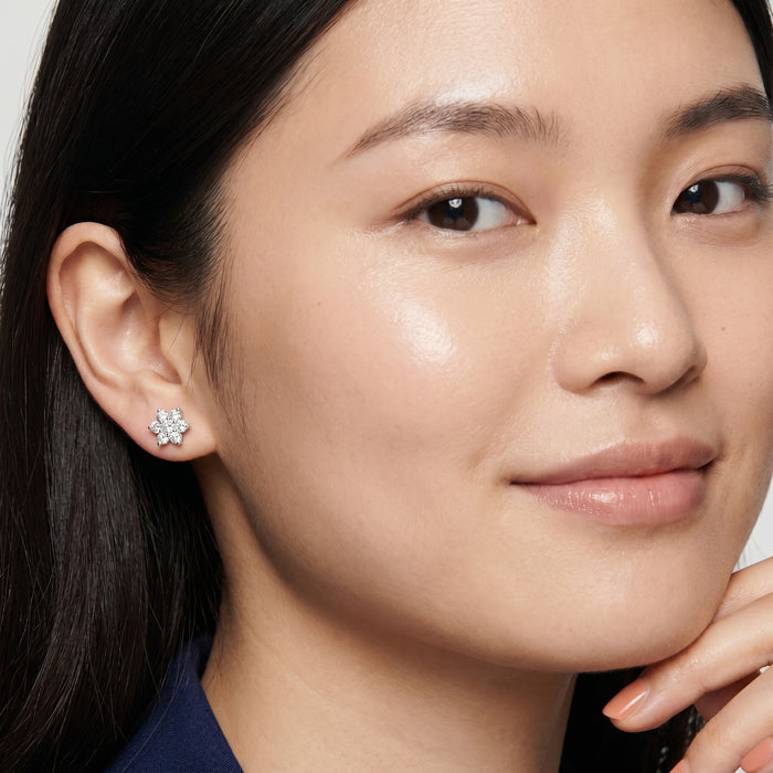 Round Cut Lab Grown Diamond Stud Earrings in Silver
