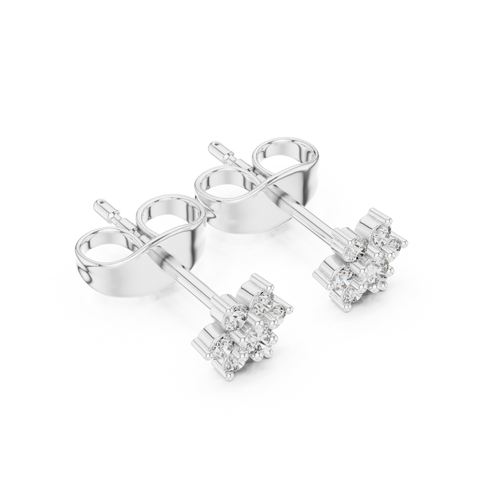Round Cut Lab Grown Diamond Stud Earrings in Silver