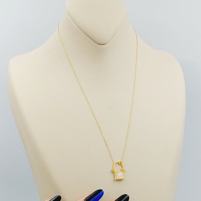 21K Flower basket Necklace Made of 21K Yellow Gold by Saeed Jewelry-26524