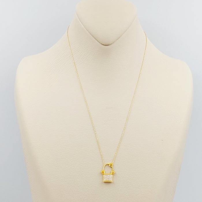 21K Flower basket Necklace Made of 21K Yellow Gold by Saeed Jewelry-26524