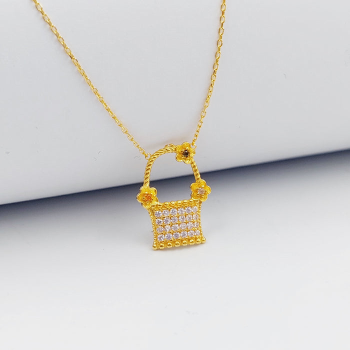 21K Flower basket Necklace Made of 21K Yellow Gold by Saeed Jewelry-26524