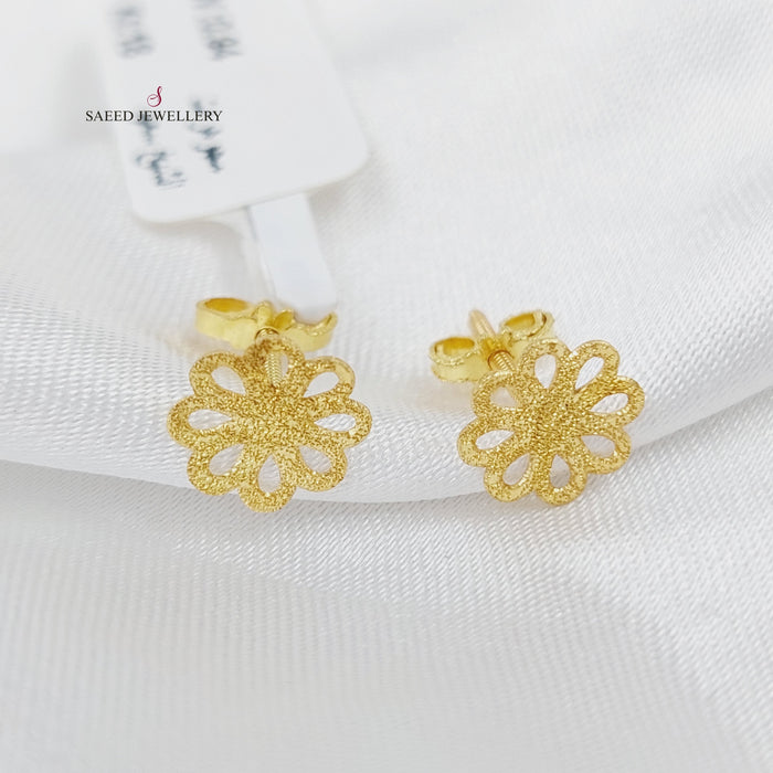 18K Flower Earrings Made of 18K Yellow Gold by Saeed Jewelry-25761