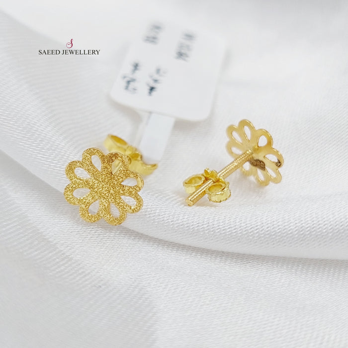 18K Flower Earrings Made of 18K Yellow Gold by Saeed Jewelry-25761