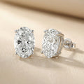 Oval Cut Lab Grown Diamond Stud Earrings in Silver