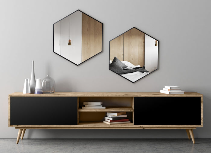 Framed Hexagon Wall Mirror