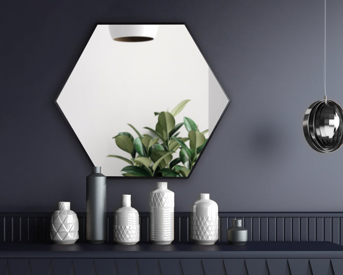 Framed Hexagon Wall Mirror
