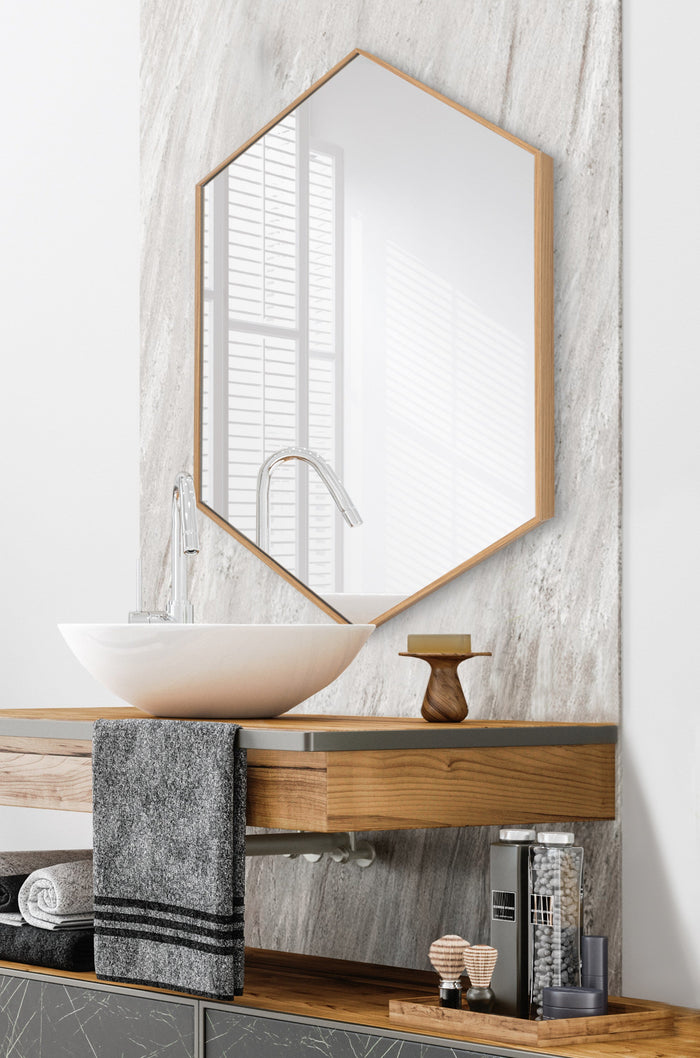 Framed Hexagon Wall Mirror