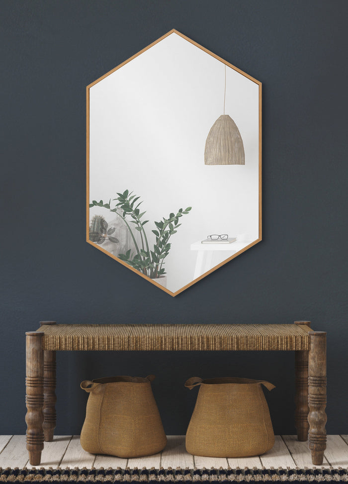 Framed Hexagon Wall Mirror