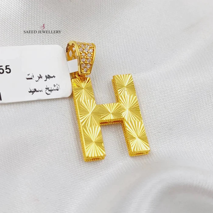 21K H LetterPendant Made of 21K Yellow Gold by Saeed Jewelry-26410