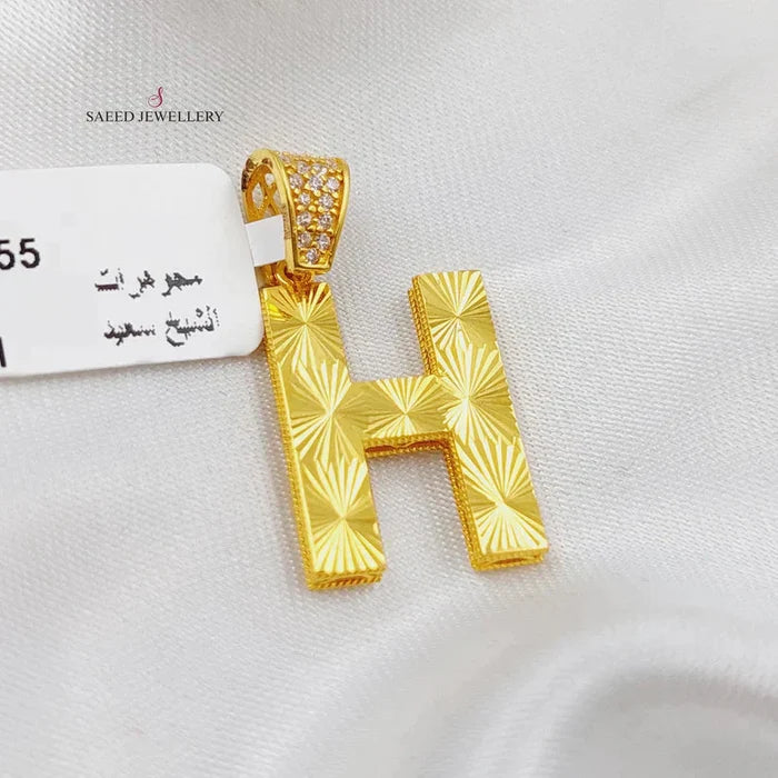 21K H LetterPendant Made of 21K Yellow Gold by Saeed Jewelry-26410