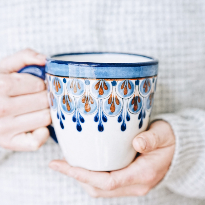 Hand-Painted Stoneware Coffee Mug